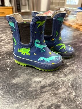 Jan & Jul  Navy Blue Dinosaur Rain Boots